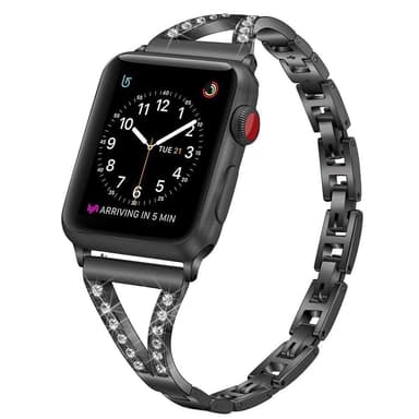 SKALO Smalt Metalarmbånd Bling Apple Watch Series 4-6 40mm - Sort