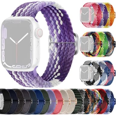 SKALO Flettet Rem Apple Watch Series 4-6 44mm - Lilla-Hvid