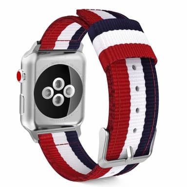 SKALO Nato-rem Metalspænde Apple Watch SE 44mm - Rød-Hvid-Blå