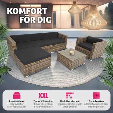 Polyrattan loungesæt Milano - natur
