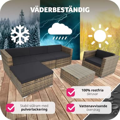 Polyrattan loungesæt Milano - natur