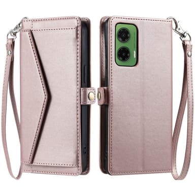 SKALO Motorola Moto G35 5G PU-Læder Envelope Flip Cover - Rosa guld