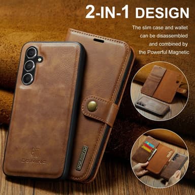 DG MING Samsung S24 FE 2-i-1 Magnet Pungetui - Brun