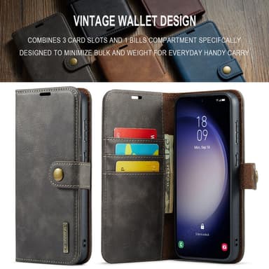 DG MING Samsung S24 FE 2-i-1 Magnet Pungetui - Grå