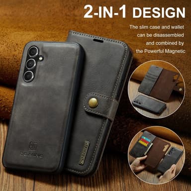 DG MING Samsung S24 FE 2-i-1 Magnet Pungetui - Grå