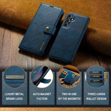 DG MING Samsung S24 FE 2-i-1 Magnet Pungetui - Blå