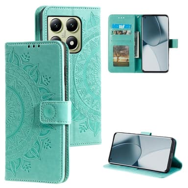SKALO Xiaomi 14T Pro Mandala Flip Cover - Turkis