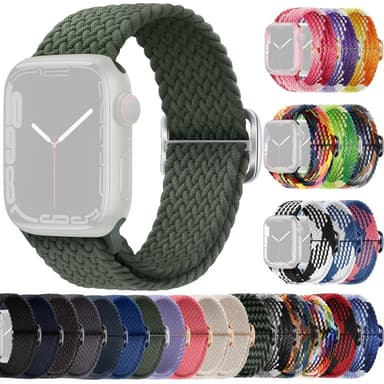 SKALO Flettet Rem Apple Watch Series 7-9 41mm - Mørkegrøn