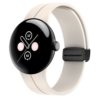 SKALO Silikonearmbånd metallspænde Google Pixel Watch / Pixel Watch 2 - Hvid