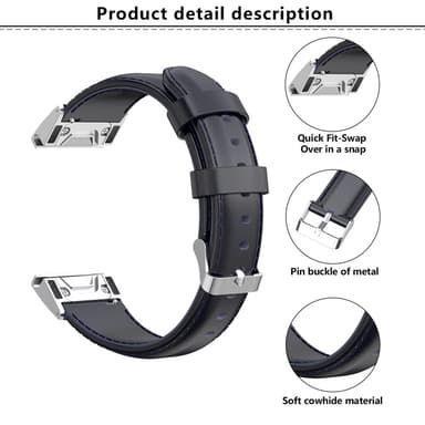 KALEBOL Læderarmbånd Garmin Fenix 7S/7S Pro 42mm - Brun