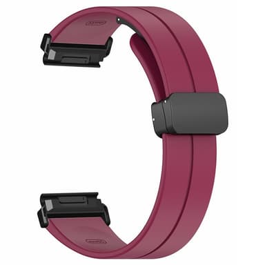 SKALO Silikonearmbånd metallspænde Garmin Fenix 7/7 Pro 47mm - Vin rød