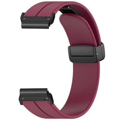 SKALO Silikonearmbånd metallspænde Garmin Fenix 7/7 Pro 47mm - Vin rød
