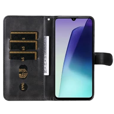 SKALO Xiaomi Redmi 14C Klassisk Pungetui med lynlåsrum - Sort