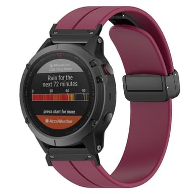 SKALO Silikonearmbånd metallspænde Garmin Fenix 7/7 Pro 47mm - Vin rød