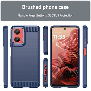 SKALO Motorola Moto G35 5G Armor Carbon Stødsikker TPU-cover - Blå