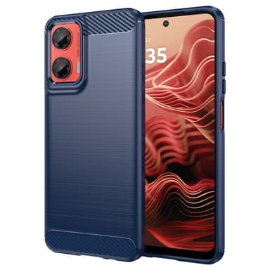 SKALO Motorola Moto G35 5G Armor Carbon Stødsikker TPU-cover - Blå