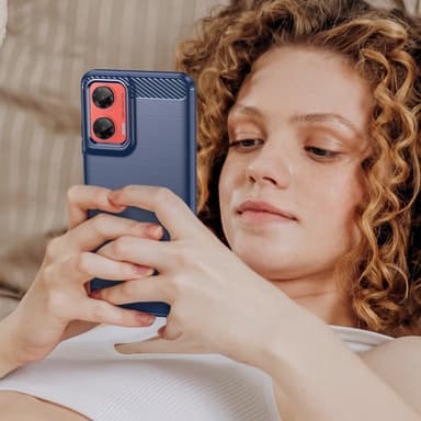 SKALO Motorola Moto G35 5G Armor Carbon Stødsikker TPU-cover - Blå