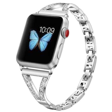 SKALO Smalt Metalarmbånd Bling Apple Watch SE 40mm - Sølv