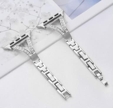 SKALO Smalt Metalarmbånd Bling Apple Watch SE 40mm - Sølv