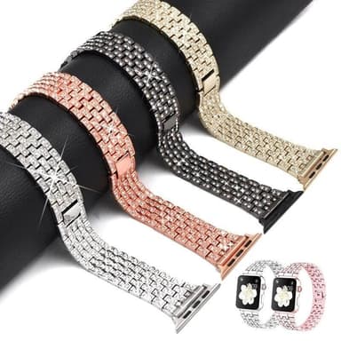 SKALO Link armbånd Bling Apple Watch Series 10 42mm - Sølv