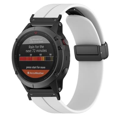 SKALO Silikonearmbånd metallspænde Garmin Fenix 8 47mm - Hvid