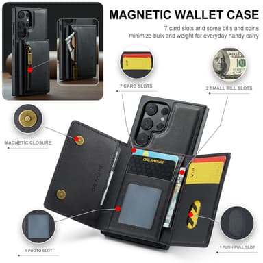 Samsung S24 FE etui med RFID beskyttelse / Magnetisk pung etui med kortholder