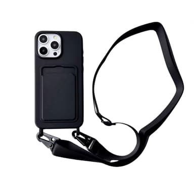 Beskyttende iPhone 16-serie telefoncover med kortholder og lanyard iPhone 16 Pro Max