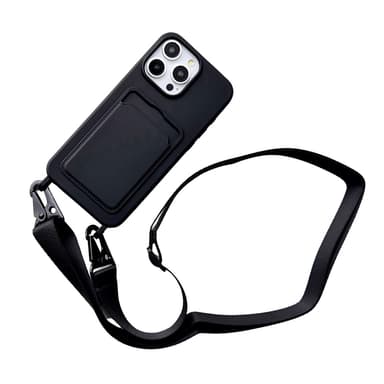 Beskyttende iPhone 16-serie telefoncover med kortholder og lanyard iPhone 16 Plus