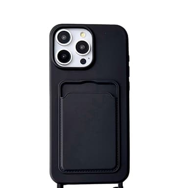 Beskyttende iPhone 16-serie telefoncover med kortholder og lanyard iPhone 16 Plus