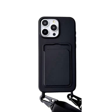 Beskyttende iPhone 16-serie telefoncover med kortholder og lanyard iPhone 16 Plus