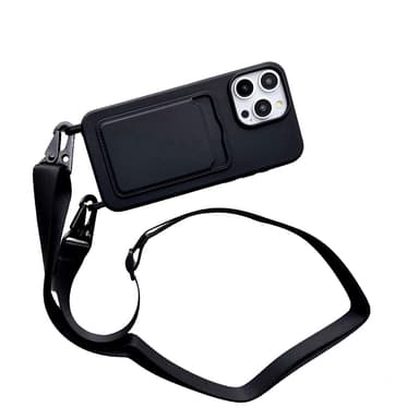 Beskyttende iPhone 16-serie telefoncover med kortholder og lanyard iPhone 16 Plus