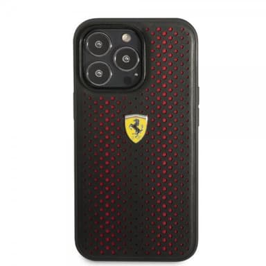 Ferrari iPhone 14 Pro Max Cover Logo Perforeret Rød