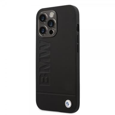 BMW iPhone 14 Pro Cover Hot Stamp Metal Logo Sort