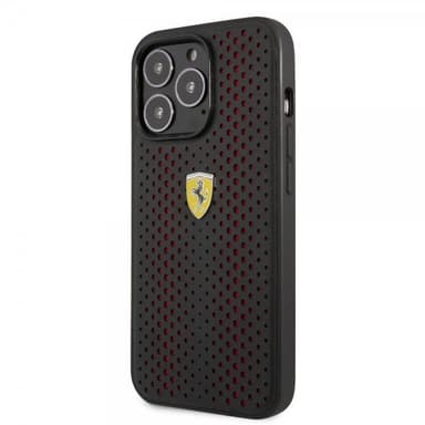 Ferrari iPhone 14 Pro Max Cover Logo Perforeret Rød