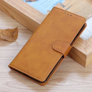 SKALO OnePlus 10T 5G Flip Cover m. pung i PU-læder - Brun