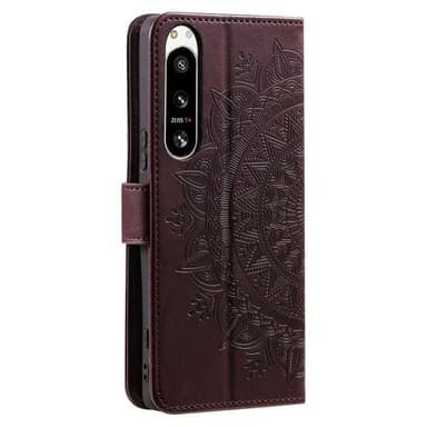 SKALO Sony Xperia 5 IV 5G Mandala Flip Cover - Brun