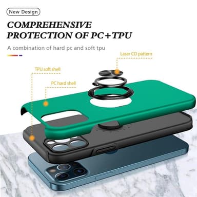iPhone 14 Pro Fingerring Kickstand Hybrid Taske - Grøn