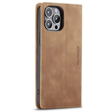 CASEME Retro tegnebog taske til iPhone 14 Pro Max - Lysebrun