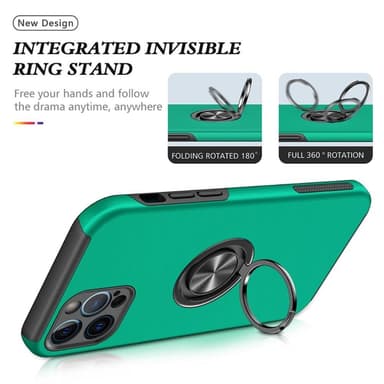 iPhone 14 Pro Fingerring Kickstand Hybrid Taske - Grøn