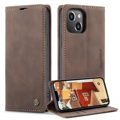 CASEME Retro tegnebog taske til iPhone 14 Pro - Mørkebrun