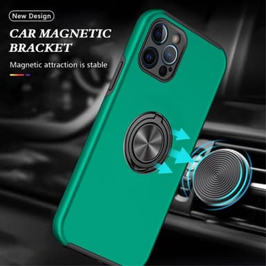 iPhone 14 Pro Fingerring Kickstand Hybrid Taske - Grøn