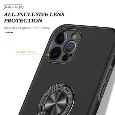 iPhone 14 Pro Fingerring Kickstand Hybrid Taske - Sort