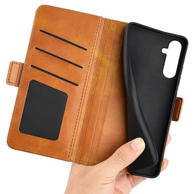 SKALO Samsung A34 5G Premium Wallet Flip Cover - Lys brun