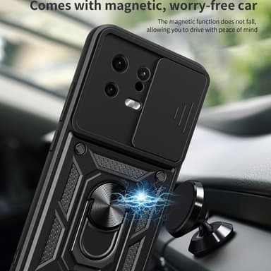 SKALO Xiaomi 13 5G Armor Hybrid Metal Ring Camera Slider - Sort