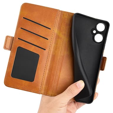 SKALO OnePlus Nord CE 3 Lite 5G Premium Wallet Flip Cover - Lys brun
