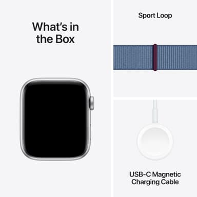 Apple Watch SE 2nd Gen 44mm GPS (Sølv Alu/Vinter blå sportsrem)