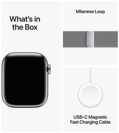 Apple Watch S9 45mm GPS+CEL (Silver Stainless/Silver Milanese)