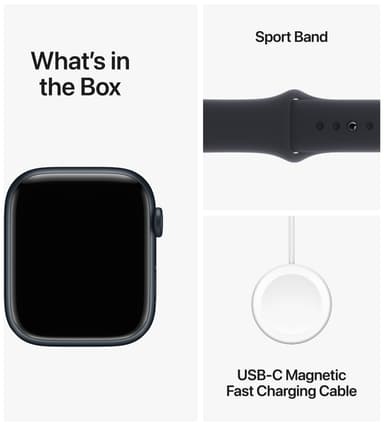 Apple Watch S9 45mm GPS (Midnight Alu/Midnight Sportsbånd) M/L