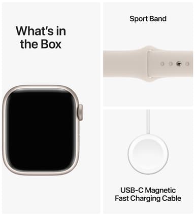 Apple Watch S9 41mm GPS (Starlight Alu/Starlight Sportsbånd) M/L