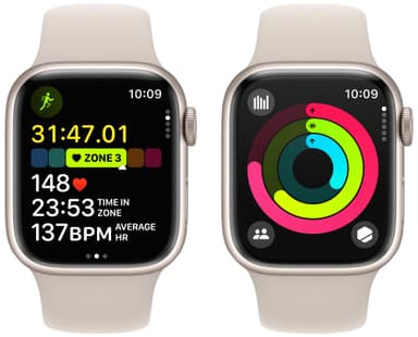 Apple Watch S9 41mm GPS (Starlight Alu/Starlight Sportsbånd) M/L